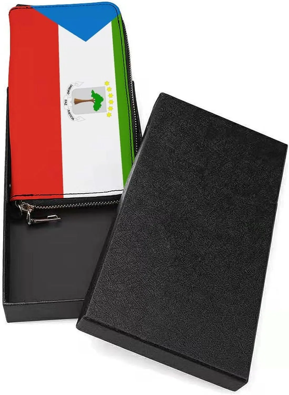 Stylish Women Men Zipper Long Purse Removable Wristlet PU Leather Wallet Travel Clutch, Equatorial Guinea Flag