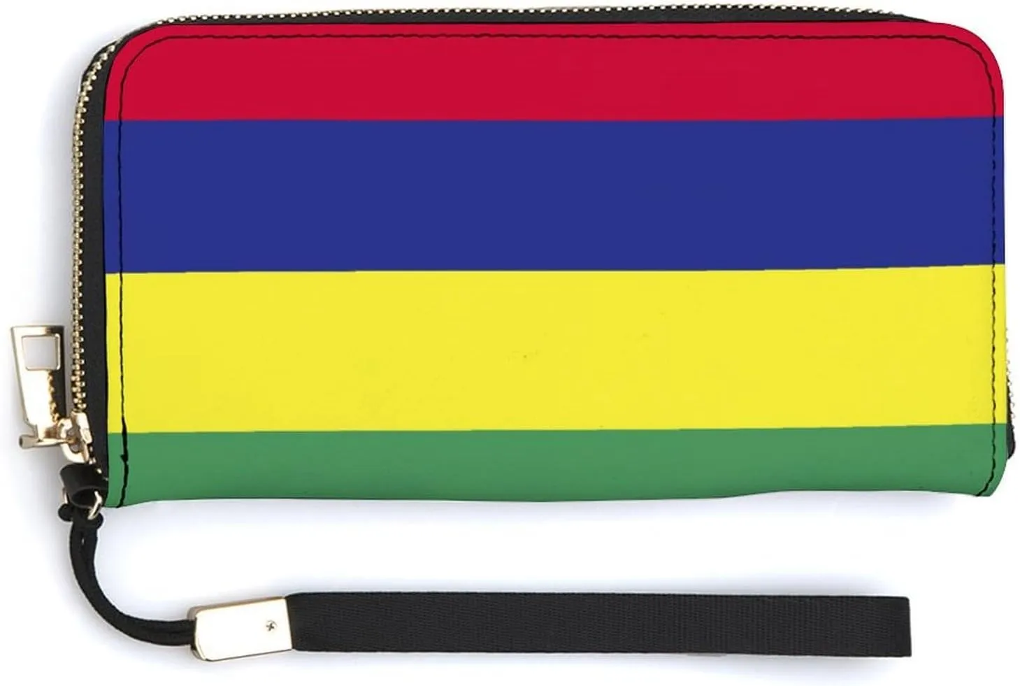 Stylish Women Men Zipper Long Purse Removable Wristlet PU Leather Wallet Travel Clutch, Mauritius Flag