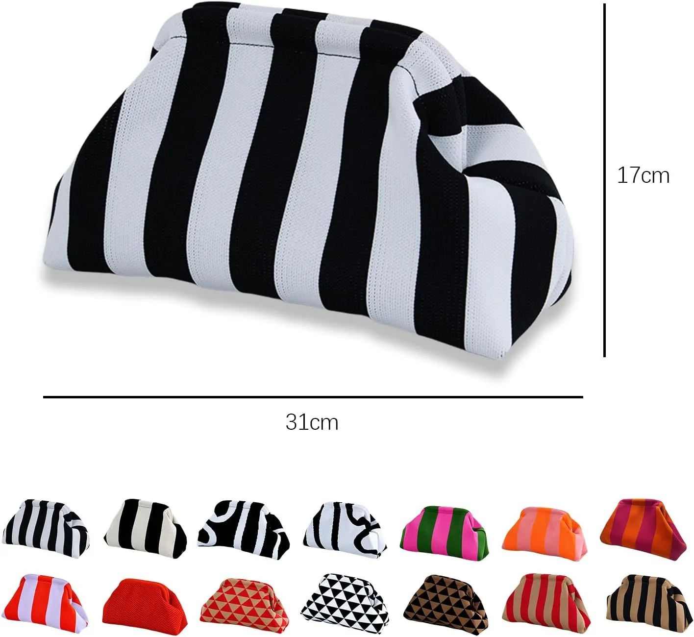 Summer Beach Dumpling Clutch Purses for Women, Woven Crochet Handbags Ruched Cloud Colorblock 2024