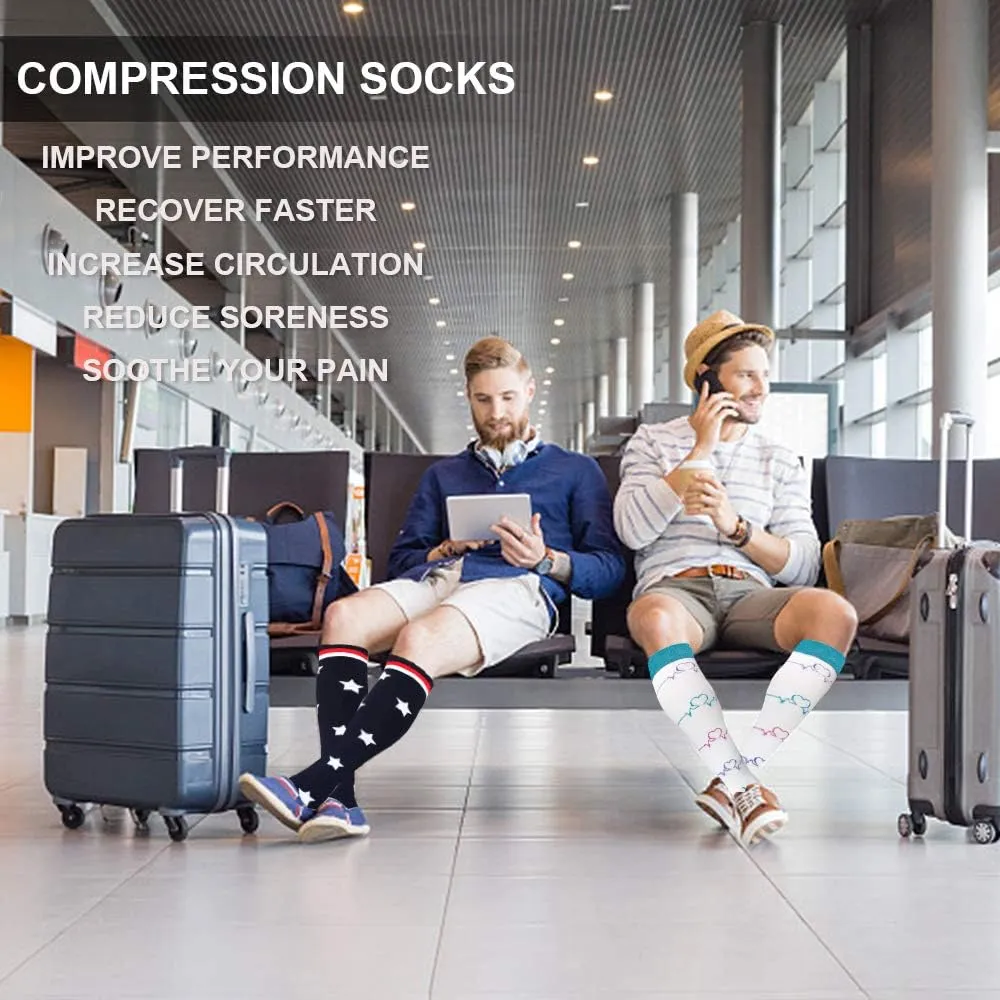 SunFeeling 6 Pairs Compression Socks for Women & Men Circulation - Best Support for Nurses,Running,Athletic,Sports
