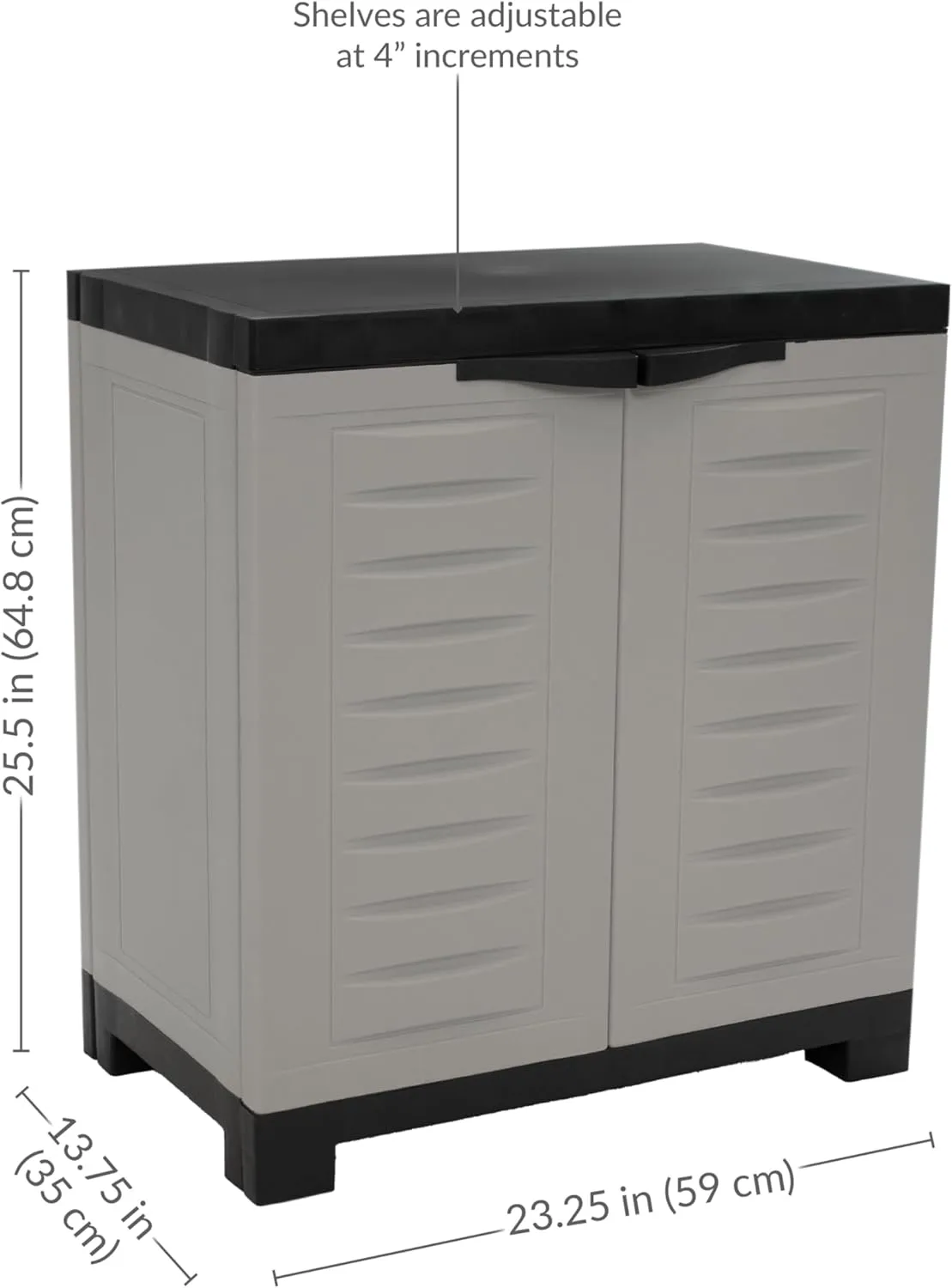 Sunnydaze Freestanding Garage Storage Cabinet with Doors - Indoor or Outdoor Storage Cabinet with Opaque Front - 25.5" H - Garage, Office, Home, Laundry Room - Charcoal