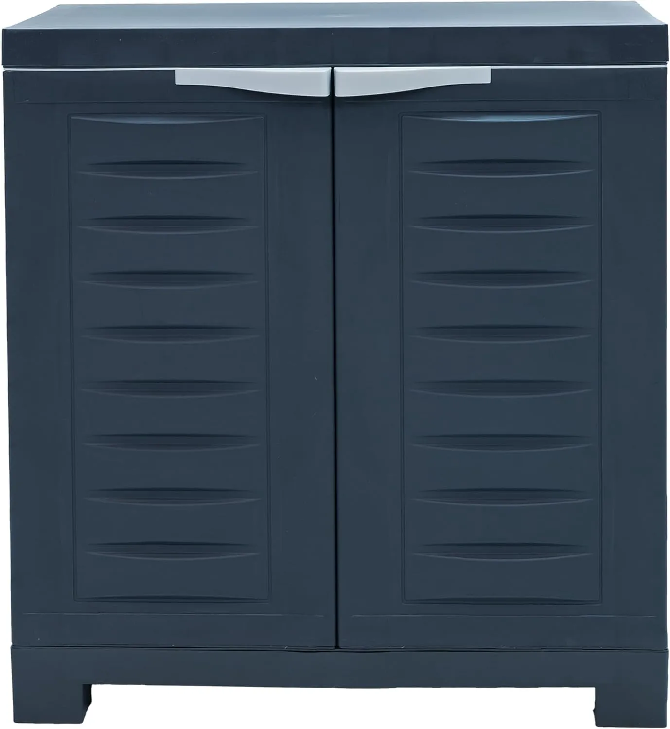 Sunnydaze Freestanding Garage Storage Cabinet with Doors - Indoor or Outdoor Storage Cabinet with Opaque Front - 25.5" H - Garage, Office, Home, Laundry Room - Charcoal