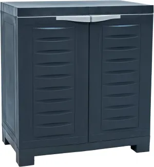 Sunnydaze Freestanding Garage Storage Cabinet with Doors - Indoor or Outdoor Storage Cabinet with Opaque Front - 25.5" H - Garage, Office, Home, Laundry Room - Charcoal