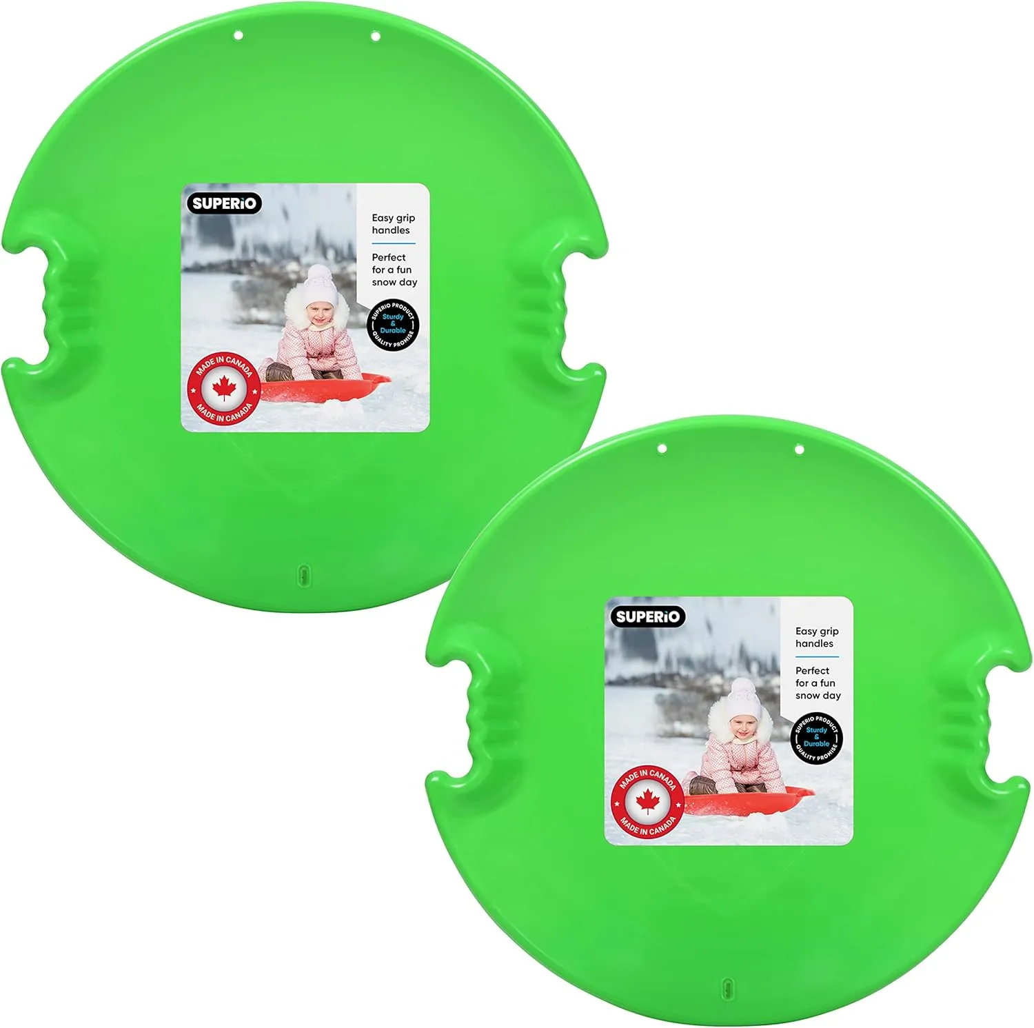 Superio Round Saucer Snow Sleds for Kids and Adult, Spiral Toddler Sled 26" Avalanche Circle Jet Sled for Toddlers Age Plastic Sledding Disc, Winter Snow Toys Fun for Kids and Adults, 2-Pack