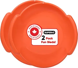 Superio Round Snow Saucer Sled- 24" Plastic Disc Sled for Kids and Adults- Heavy Duty Sled with Handles for Downhill Sledding, Winter Outdoor Sports