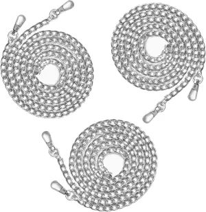 Supkiir Purse Chain Strap, 3Pcs Luxury Fashion 47 Inche Replacement Flat Metal Chain with Buckles Set for DIY Shoulder Cross Body Bag Handbag Purse, Sliver