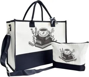SUSZDOU Book Lover Canvas Tote With Zipper for Women - Weekend Travel Bag, Reusable Shopping Utility Tote, Outing Bag, Gift for Women