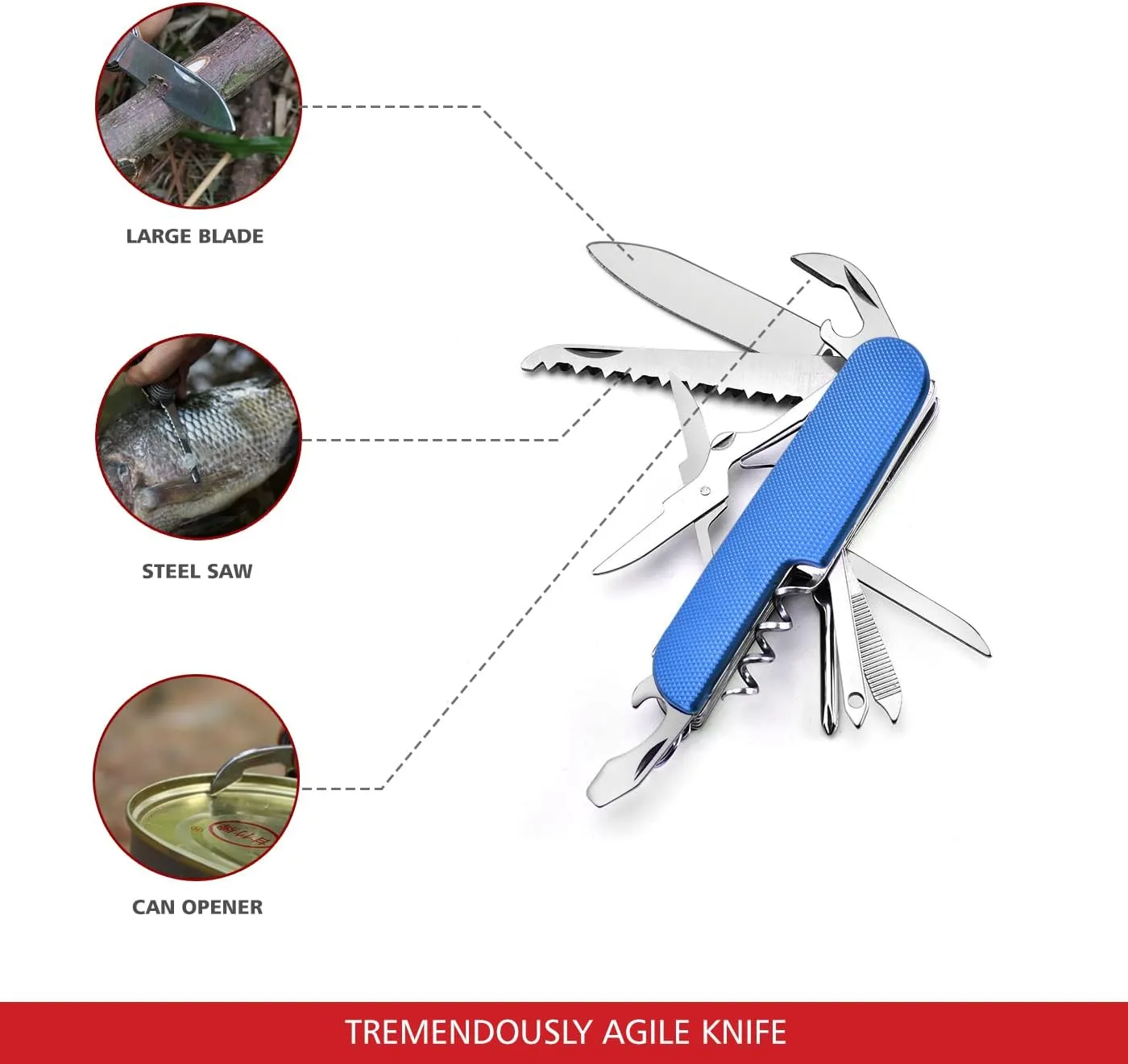 Swiss Eagle Compact Knife Multi Tool Pocket Knife for Men - Packs 12 Tools In Your Pocket - navaja suiza