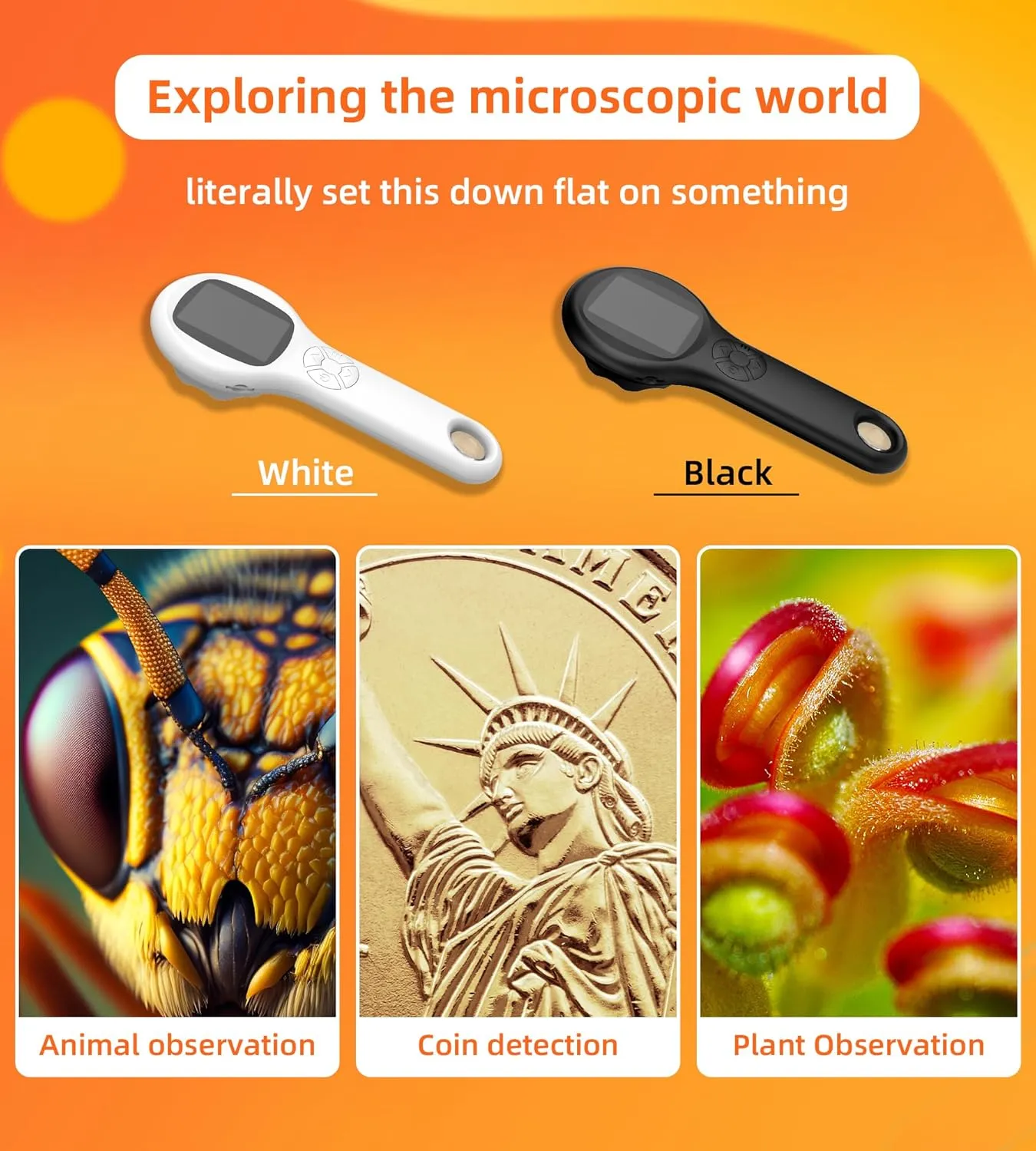 T TAKMLY Microscope for Kids, Educational Science Kit Toys Handheld Digital Magnifying Glass Camera, Macro Fixed Focus Kid Mini Microscopes 500x Magnification,4X Zoom, Interactive Learning, White