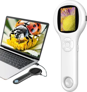 T TAKMLY Microscope for Kids, Educational Science Kit Toys Handheld Digital Magnifying Glass Camera, Macro Fixed Focus Kid Mini Microscopes 500x Magnification,4X Zoom, Interactive Learning, White