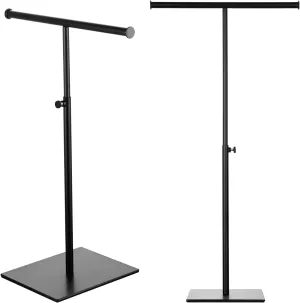 Tabletop Purse Display Stand - Set of Two Tabletop T Bar Handbag Display Stand - Adjustable Height Double Hook Hanging Jewelry Stands for Long Necklaces (Black)
