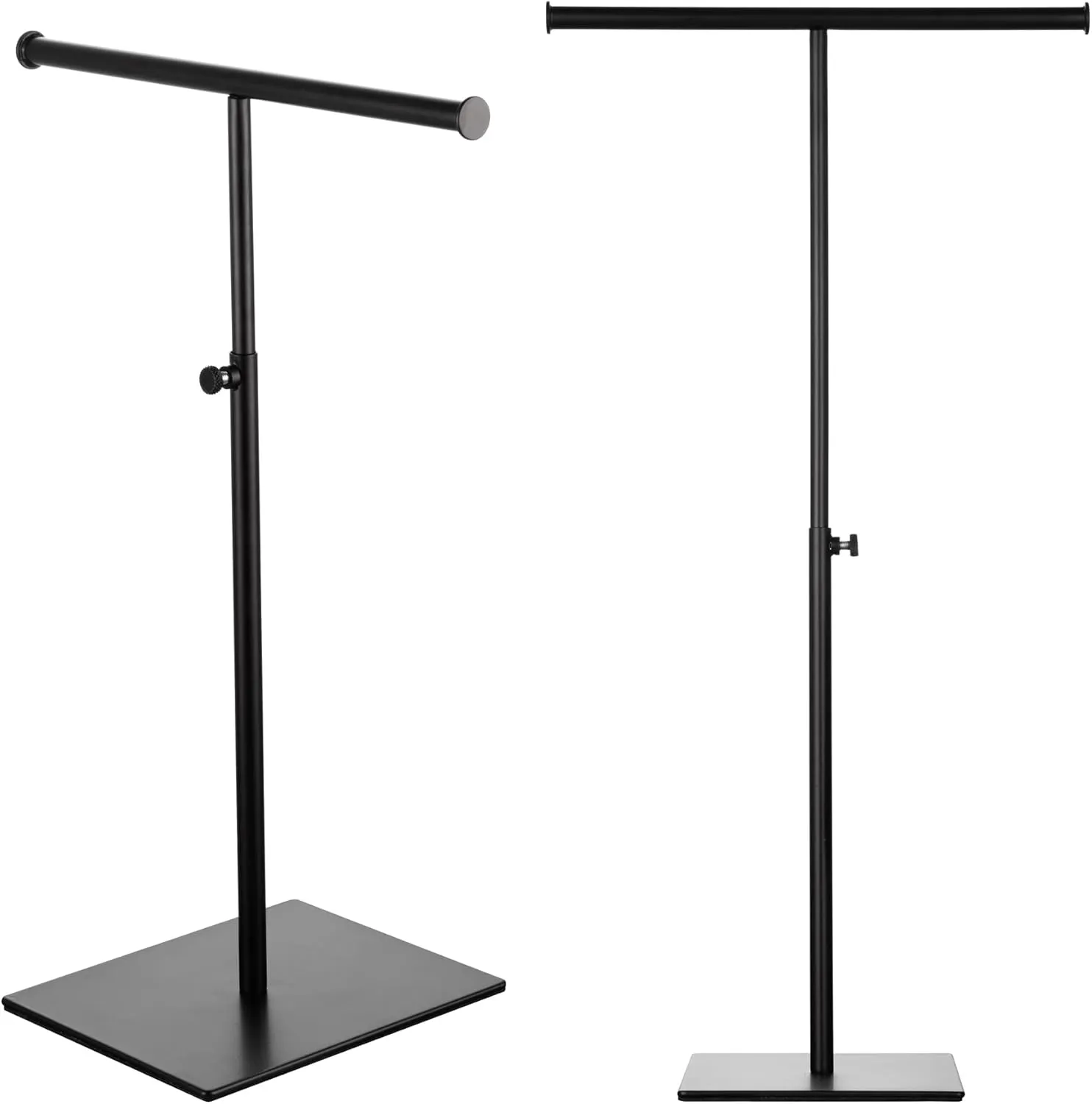 Tabletop Purse Display Stand - Set of Two Tabletop T Bar Handbag Display Stand - Adjustable Height Double Hook Hanging Jewelry Stands for Long Necklaces (Black)