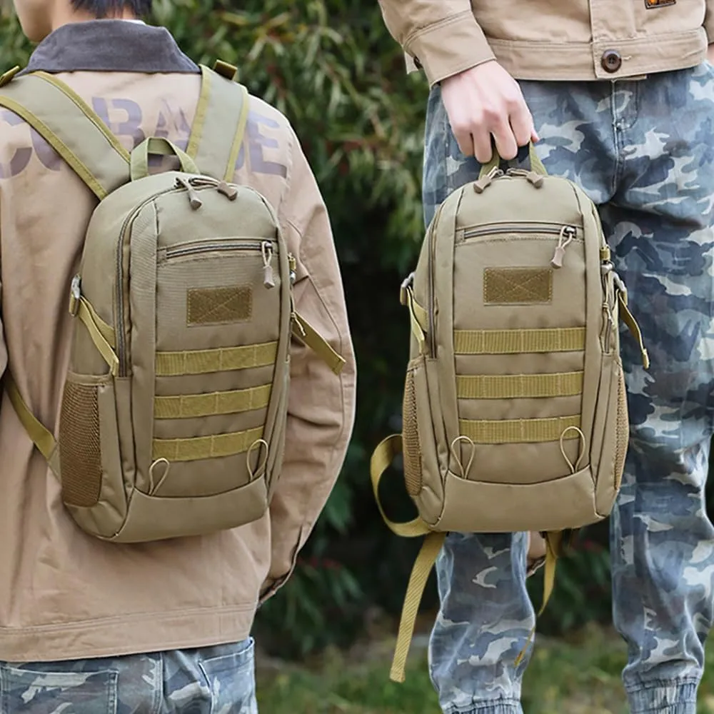 Tactical Backpack Molle Military Backpack,Camo Backpack Army Bookbag Waterproof Gym Daypack For Traveling Hiking Trekking Camping Hunting (Brown, 20L)