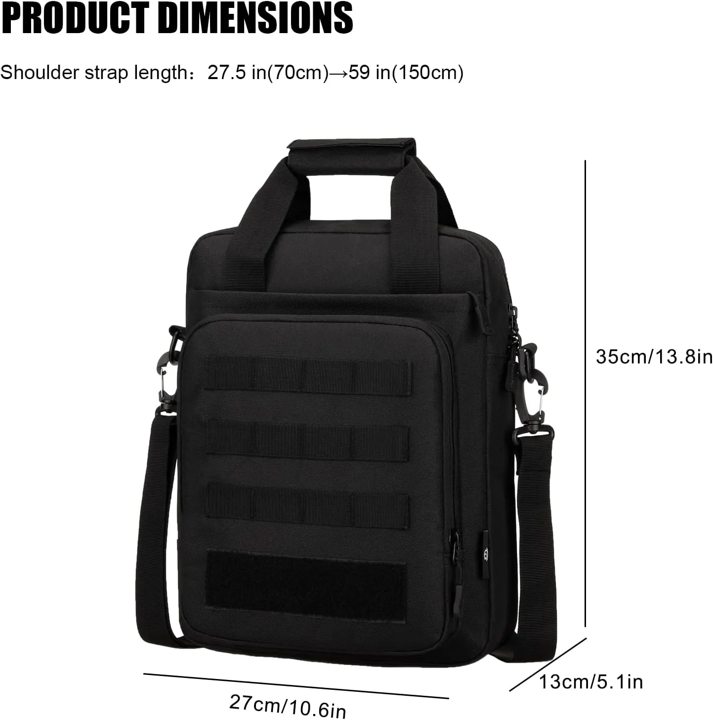 Tactical Messenger Bag, Tactical Briefcase Laptop Bag Heavy Duty MOLLE Shoulder Pack Handbag for Men(Patch Included)