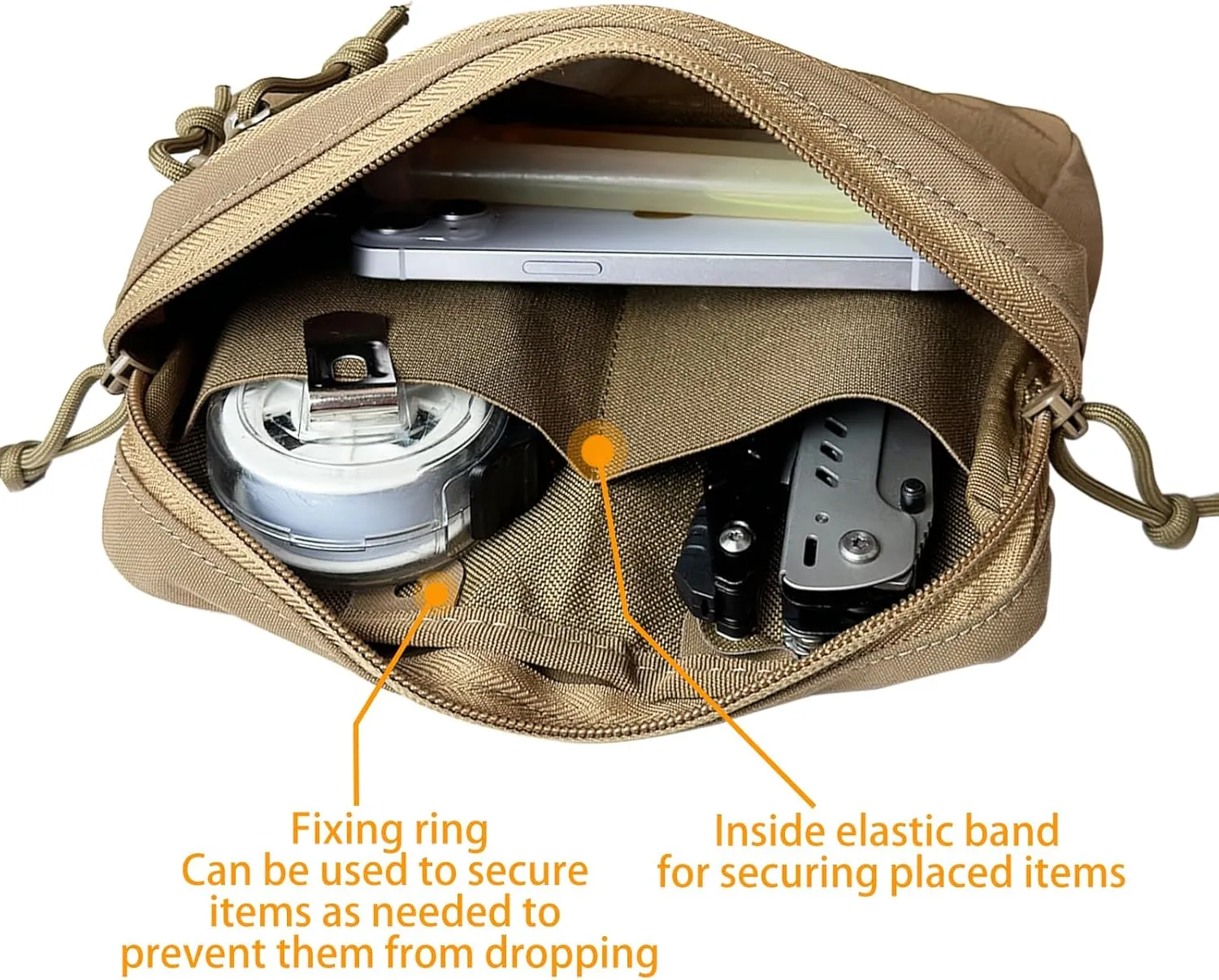 Tactical Utility Tool Pouch 500D Nylon Molle Admin Pouch for Chest Rig Duty Belt Wide GP Bag Expanded Storage Bag