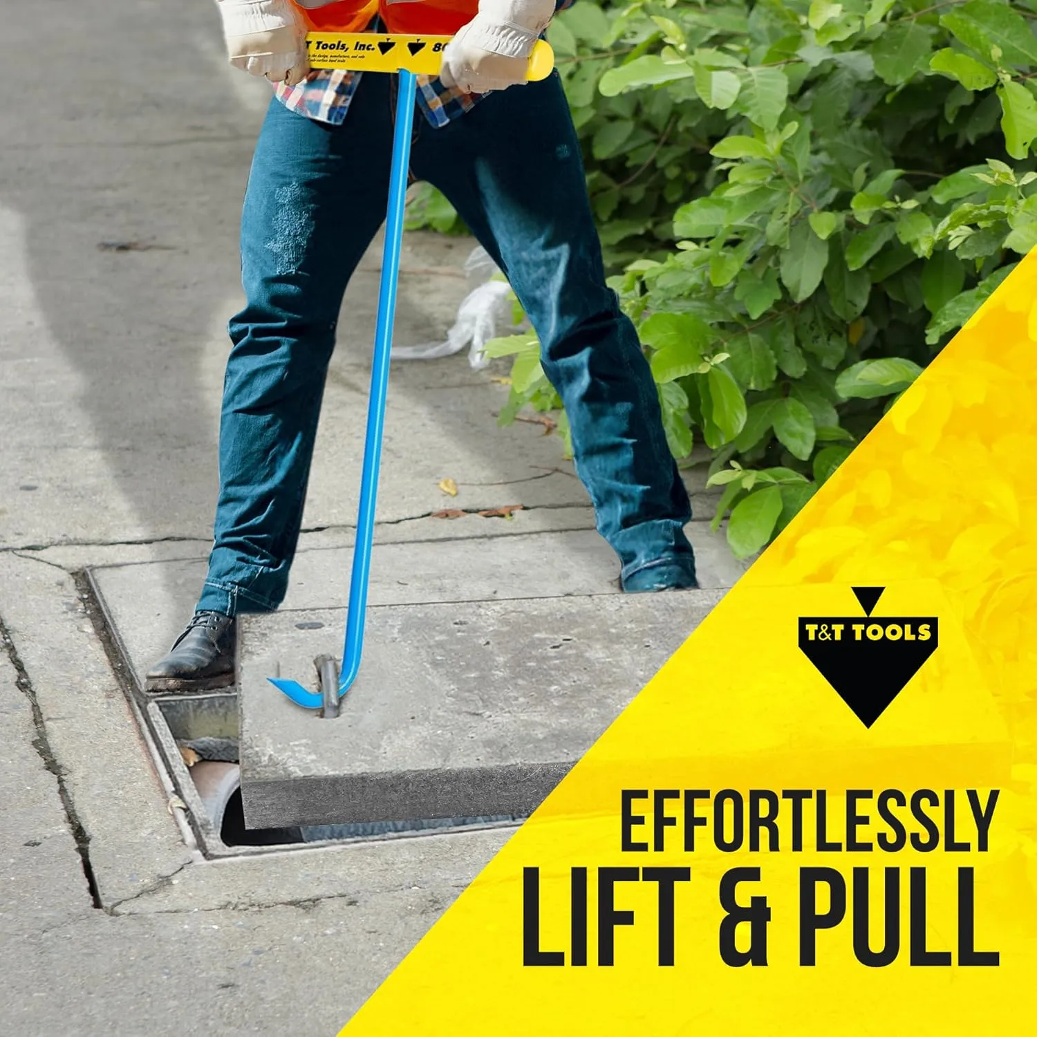 T&T Tools Heavy Duty Handy Hook – Portable 42 Inch with 3/8" Round Pump Hook End -Multipurpose Lifting and Pulling Tool for Manhole Covers, Septic Tanks, Storm Drains, Sewer Lids & More –1 Pack