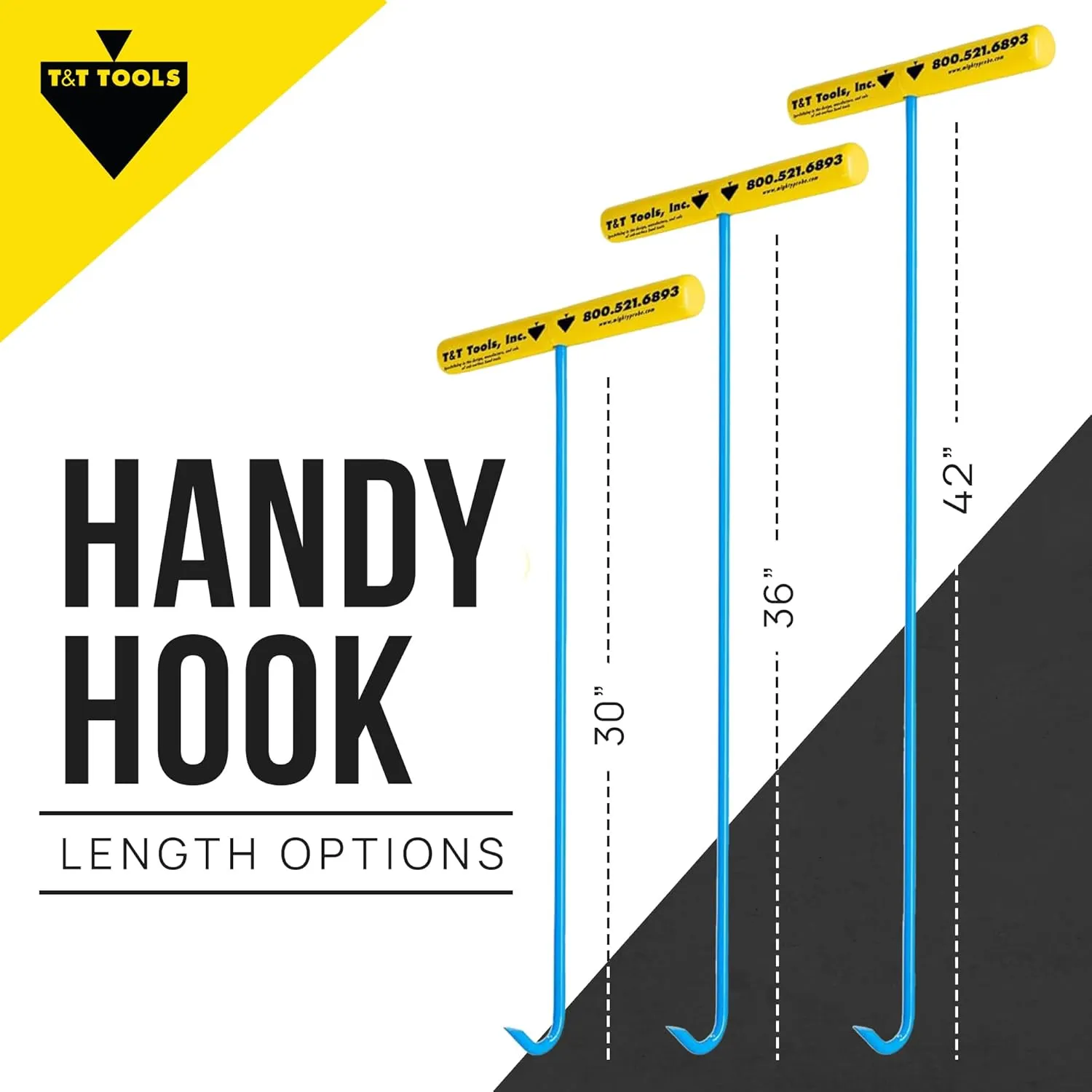 T&T Tools Heavy Duty Handy Hook – Portable 42 Inch with 3/8" Round Pump Hook End -Multipurpose Lifting and Pulling Tool for Manhole Covers, Septic Tanks, Storm Drains, Sewer Lids & More –1 Pack