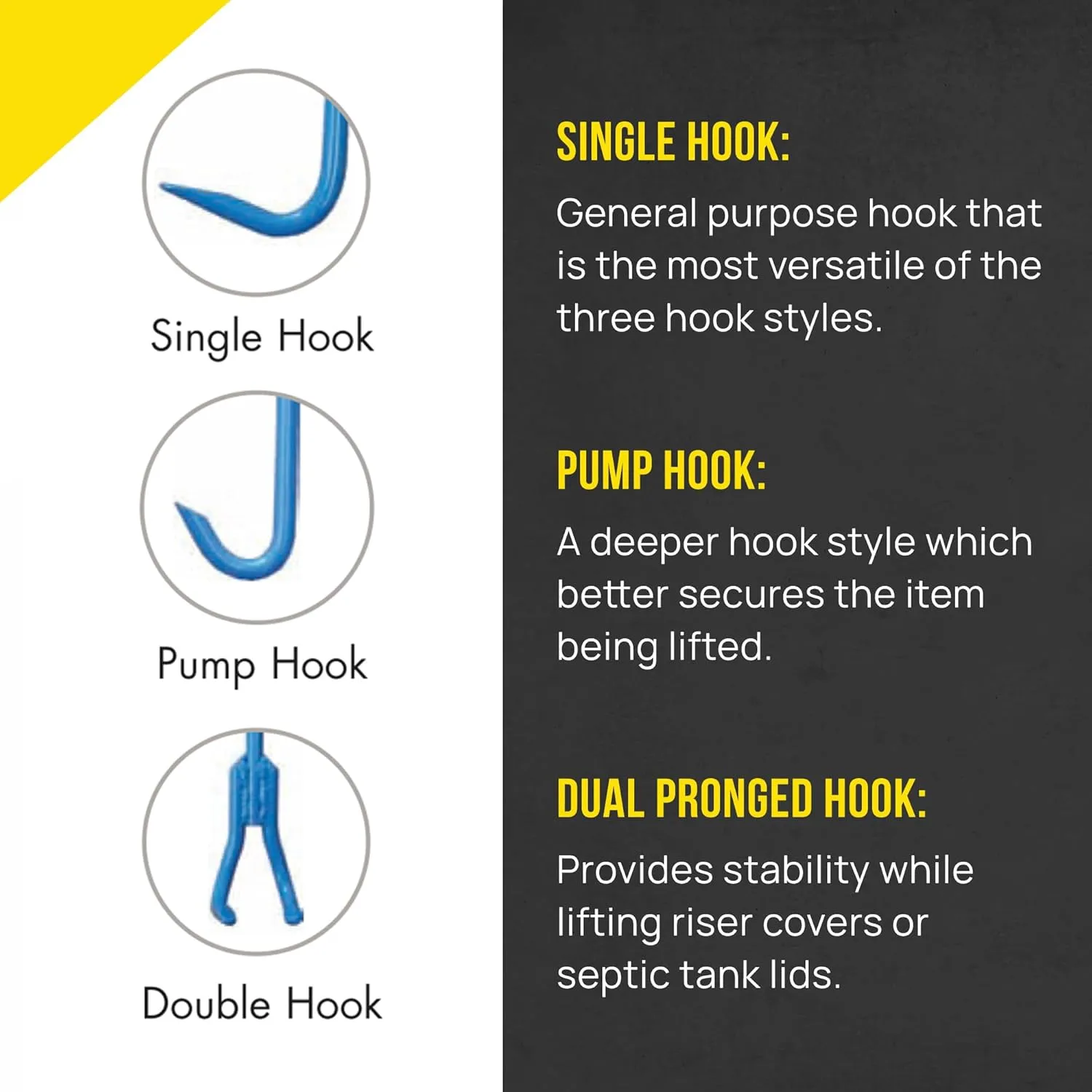 T&T Tools Heavy Duty Handy Hook – Portable 42 Inch with 3/8" Round Pump Hook End -Multipurpose Lifting and Pulling Tool for Manhole Covers, Septic Tanks, Storm Drains, Sewer Lids & More –1 Pack