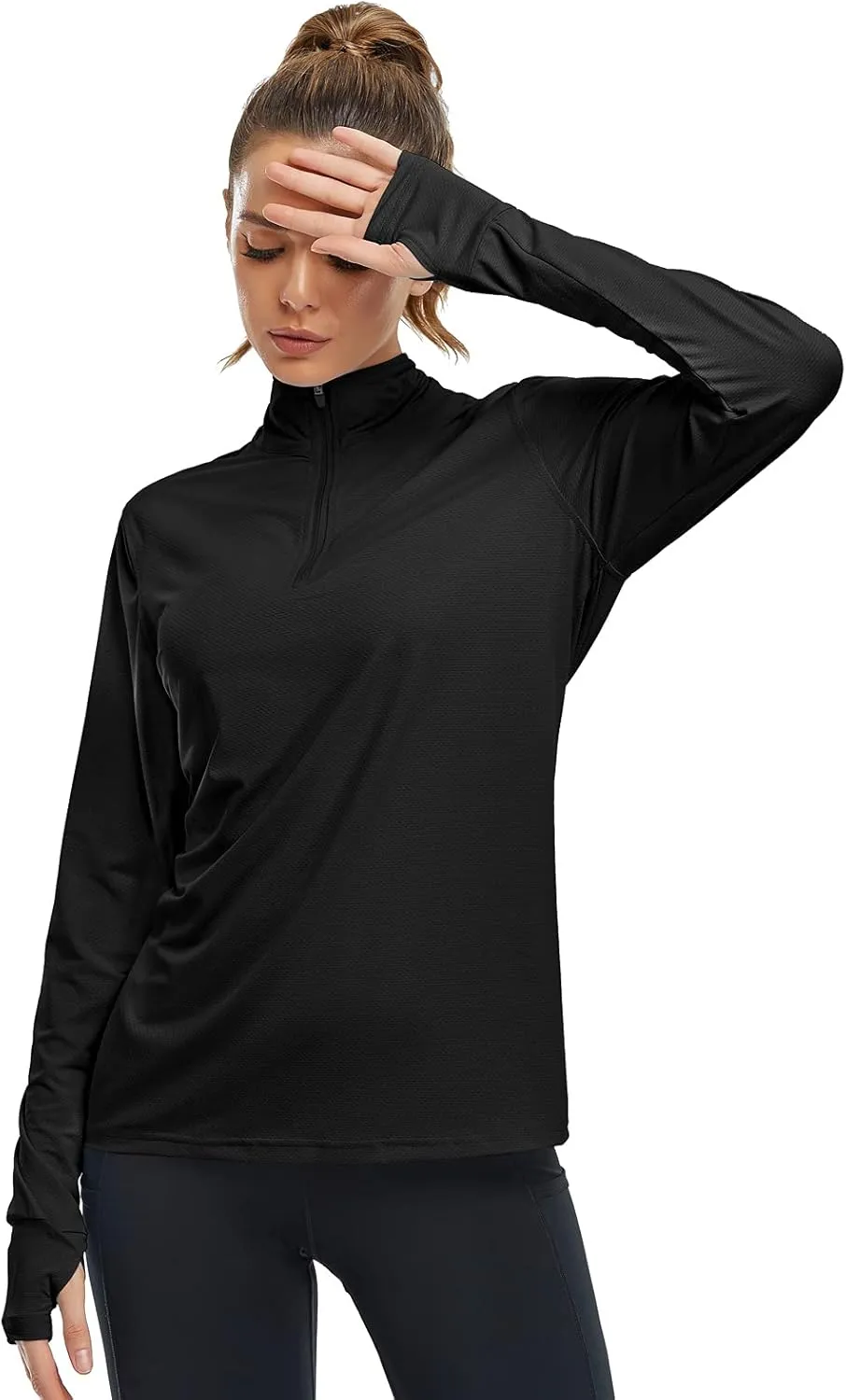 Tanst Sky Womens Golf Shirts Long Sleeve Athletic Quarter Zip Pullover Sun Protection Running Hiking Tops