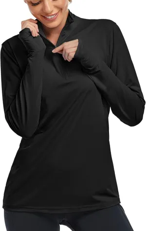 Tanst Sky Womens Golf Shirts Long Sleeve Athletic Quarter Zip Pullover Sun Protection Running Hiking Tops