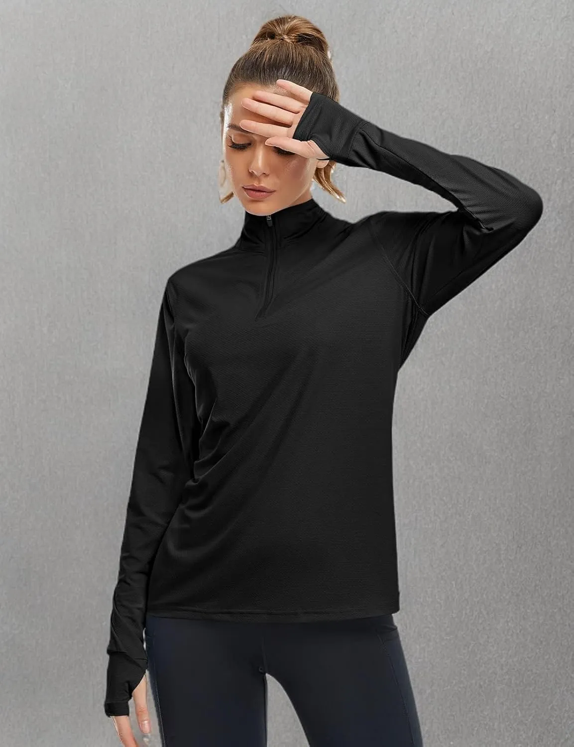 Tanst Sky Womens Golf Shirts Long Sleeve Athletic Quarter Zip Pullover Sun Protection Running Hiking Tops
