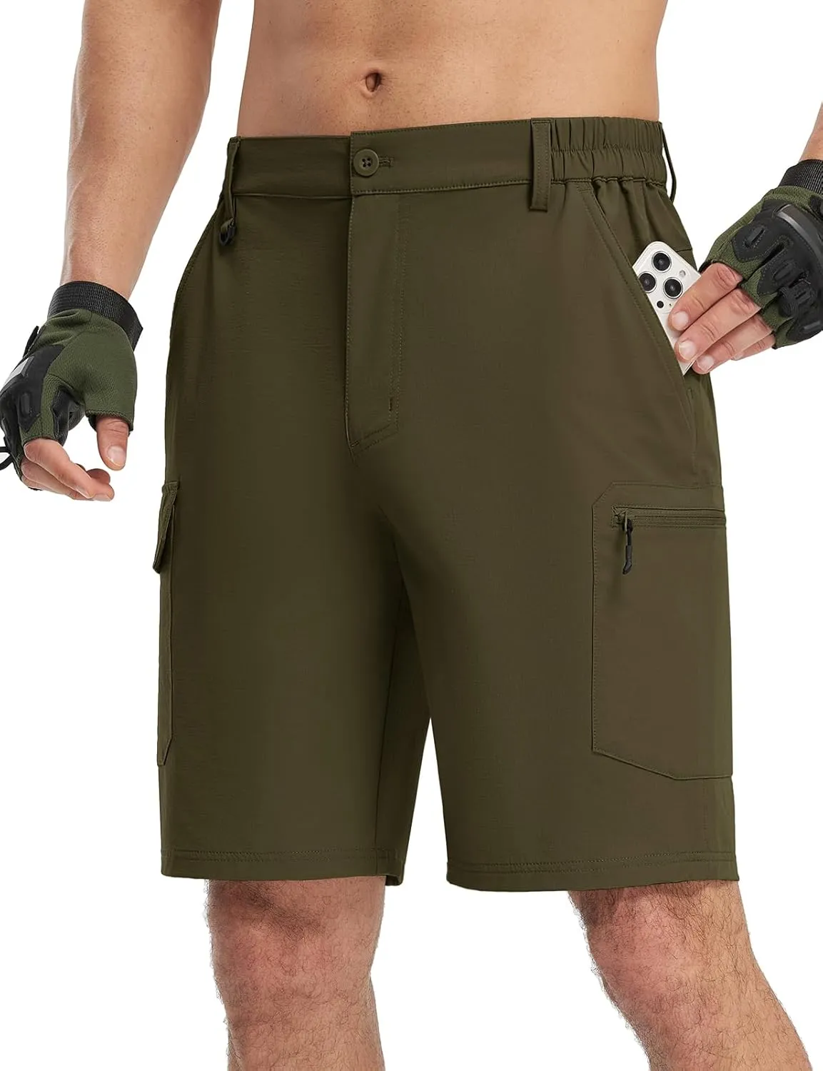 TBMPOY Men's Hiking Shorts Quick Dry 6 Cargo Pockets Water Resistants Stretch Shorts with Pockets