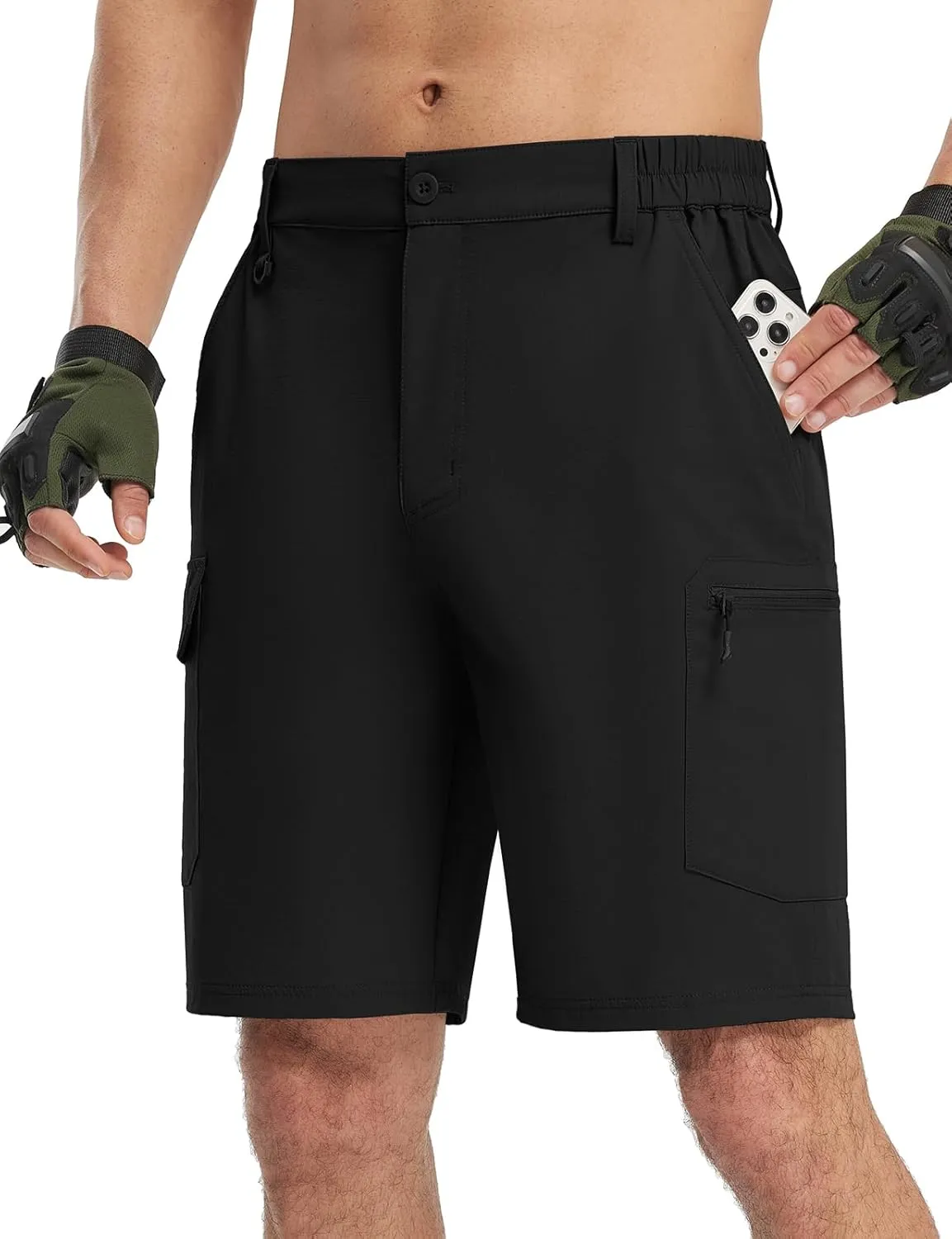 TBMPOY Men's Hiking Shorts Quick Dry 6 Cargo Pockets Water Resistants Stretch Shorts with Pockets