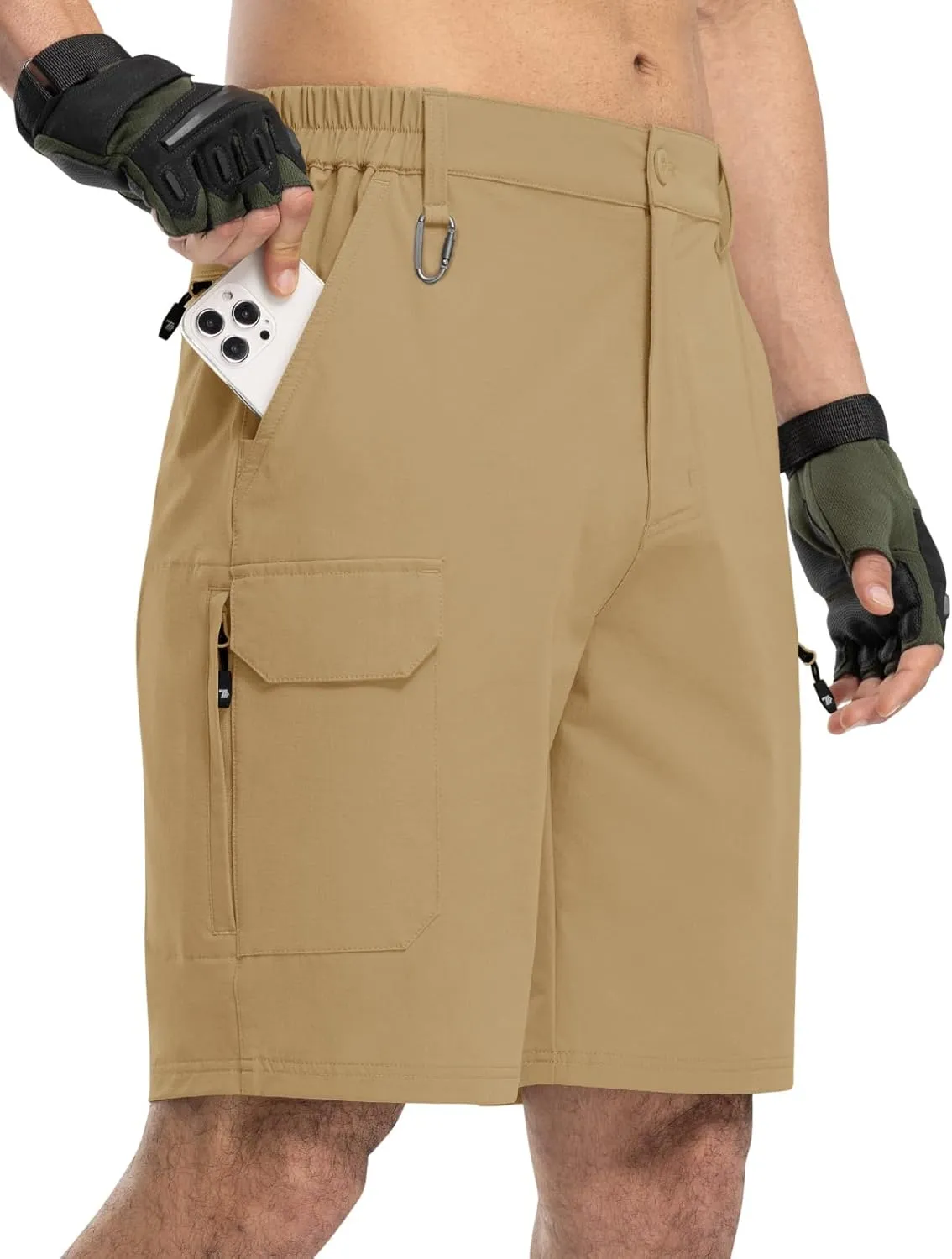 TBMPOY Men's Hiking Shorts Quick Dry 6 Cargo Pockets Water Resistants Stretch Shorts with Pockets