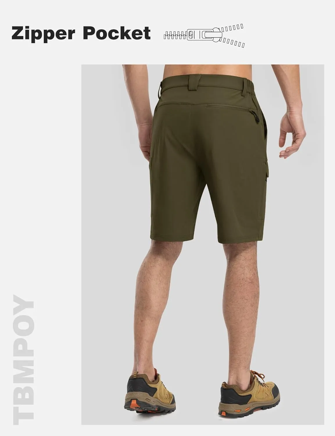 TBMPOY Men's Hiking Shorts Quick Dry 6 Cargo Pockets Water Resistants Stretch Shorts with Pockets