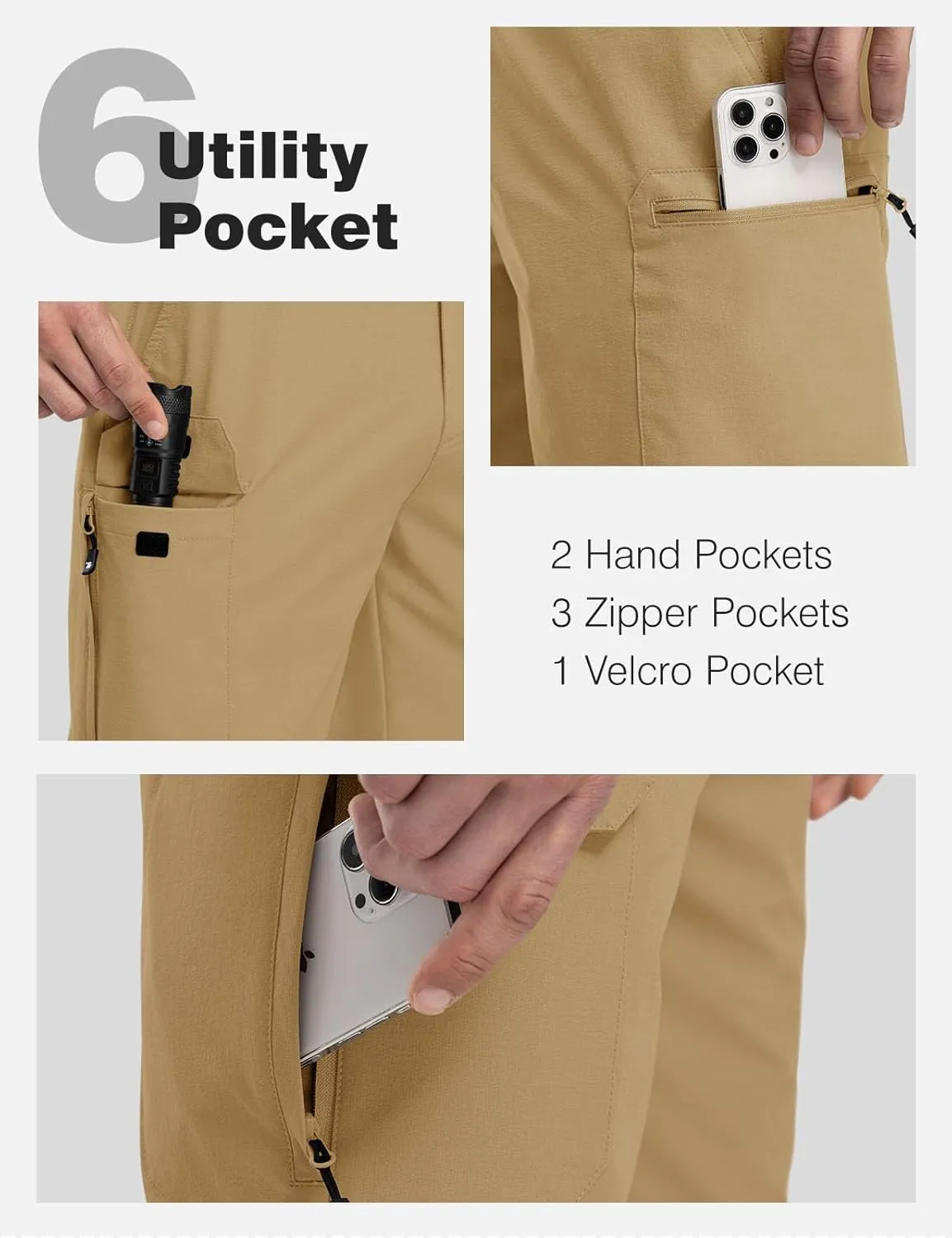 TBMPOY Men's Hiking Shorts Quick Dry 6 Cargo Pockets Water Resistants Stretch Shorts with Pockets