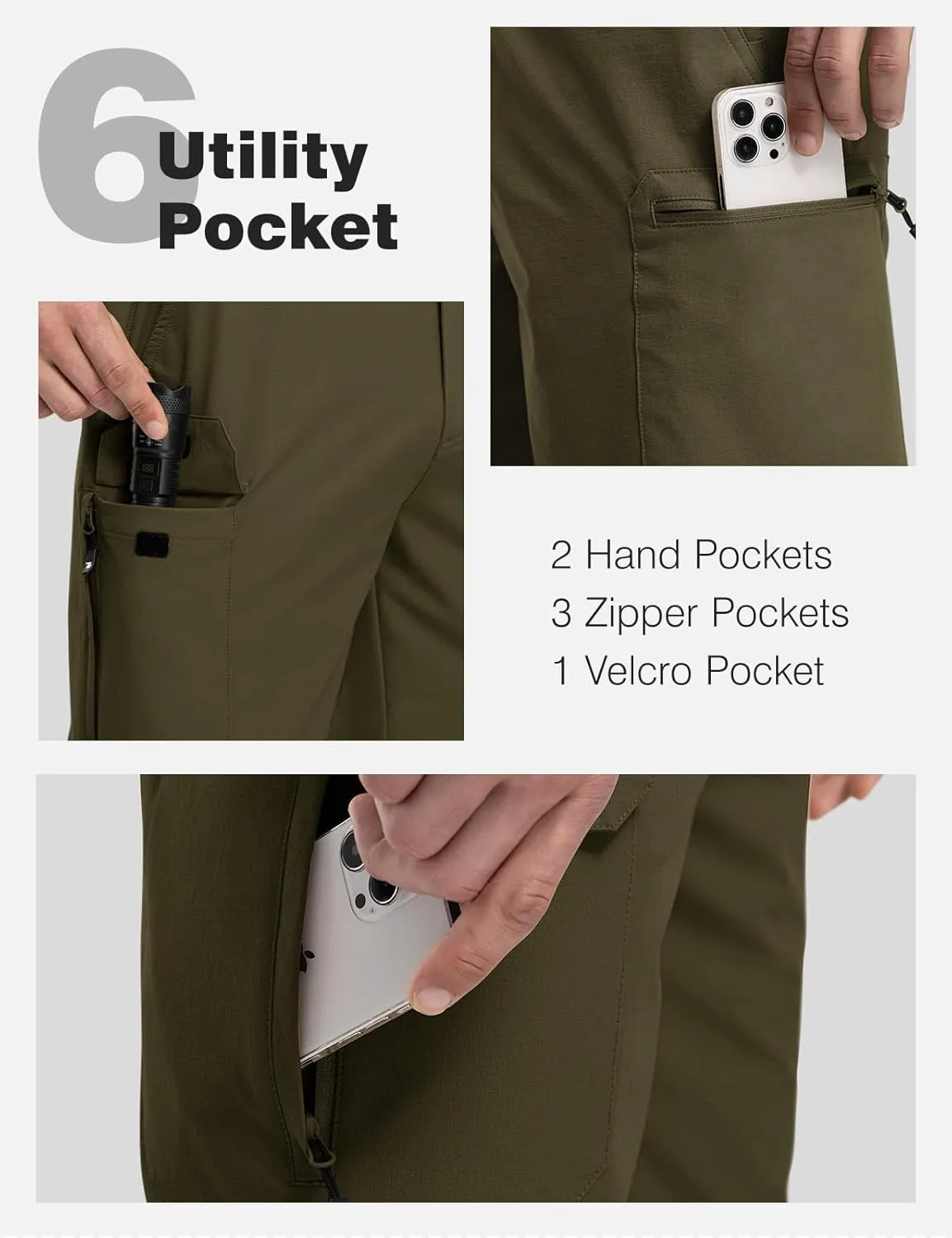 TBMPOY Men's Hiking Shorts Quick Dry 6 Cargo Pockets Water Resistants Stretch Shorts with Pockets