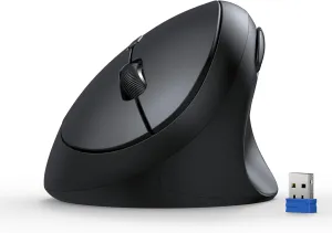 TECKNET Ergonomic Mouse, 4800 DPI 5 Adjustable DPI Levels, Wireless Vertical Mouse, 6 Buttons, 2.4G Silent Mouse for Laptop, PC, Chromebook, Mac - Black