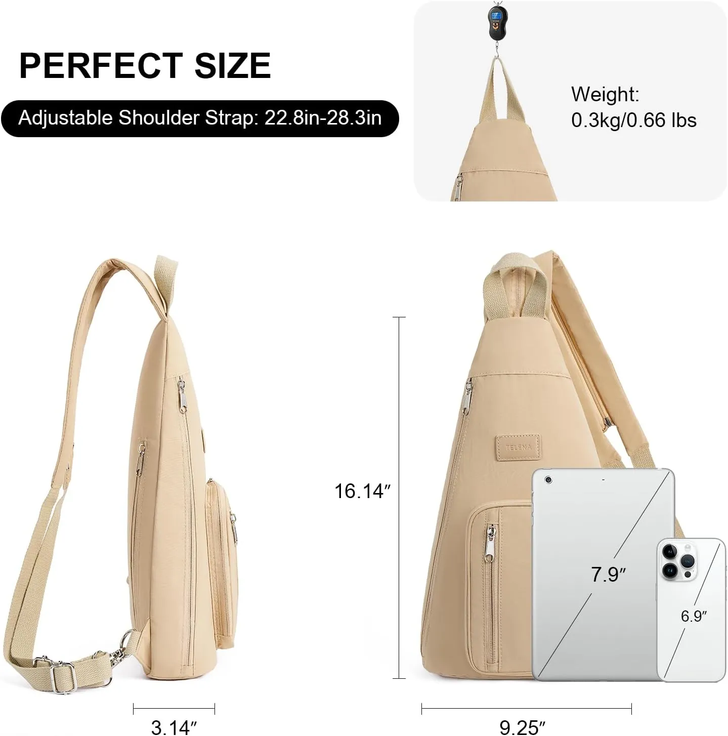 Telena Sling Bag Crossbody Backpack for Women Man 2 in 1 Lightweight Chest Bag Casual Daypack Backpacks for Travel Hiking Khaki