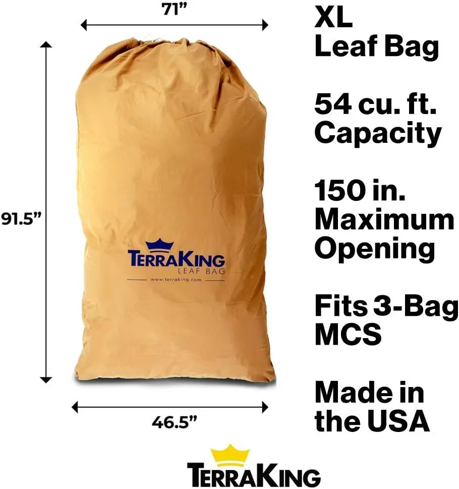 TerraKing Leaf Bag XL- Material collection systems – Ride-On Lawnmowers - Heavy Duty Material – Nylon Bottom - Fast & Easy Leaf Collection (Fits 3-Bag Hood) [ST95033]