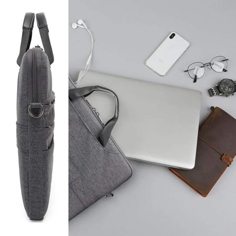 THE CLOWNFISH Unisex-Adult Coolbell Messenger Bag With Leather Handband For Laptop 15.6 Inch Case Handbag For Notebook Computer (Black)