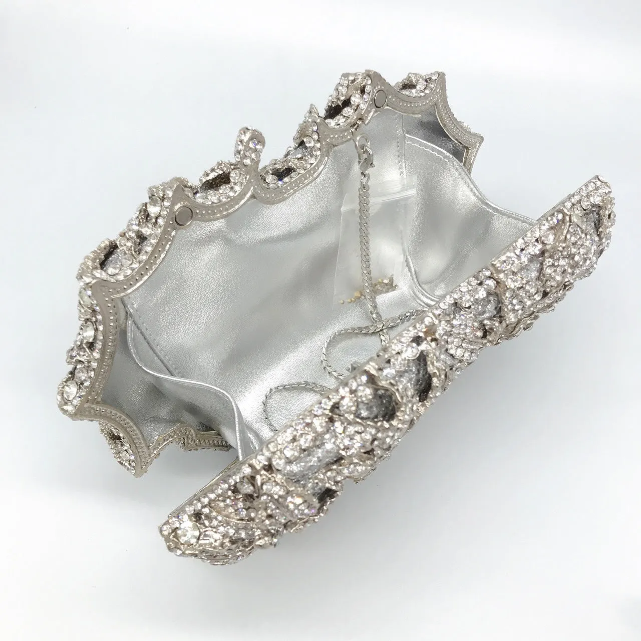 Three Roses Luxury Flower Rhinestone Clutch Bag