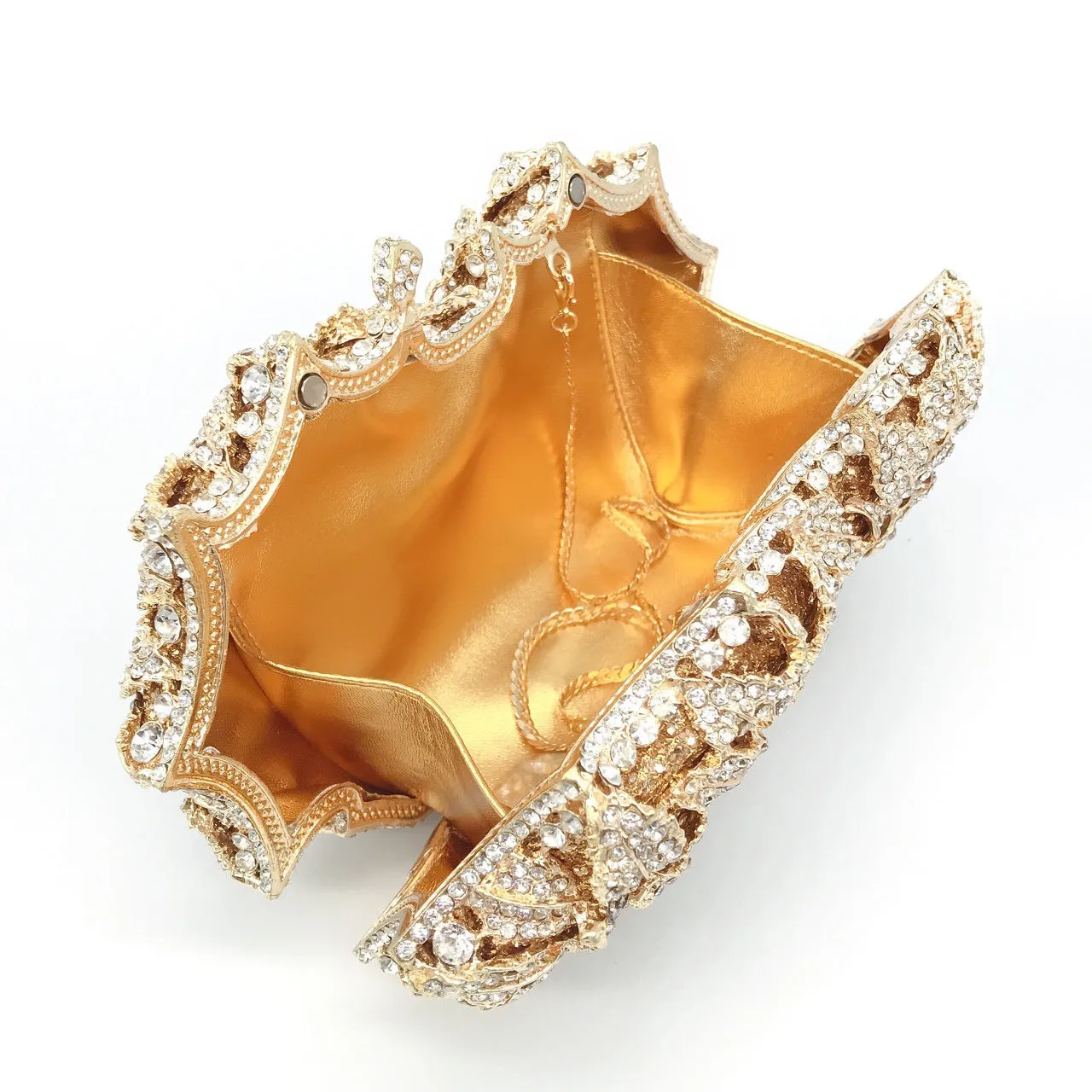 Three Roses Luxury Flower Rhinestone Clutch Bag
