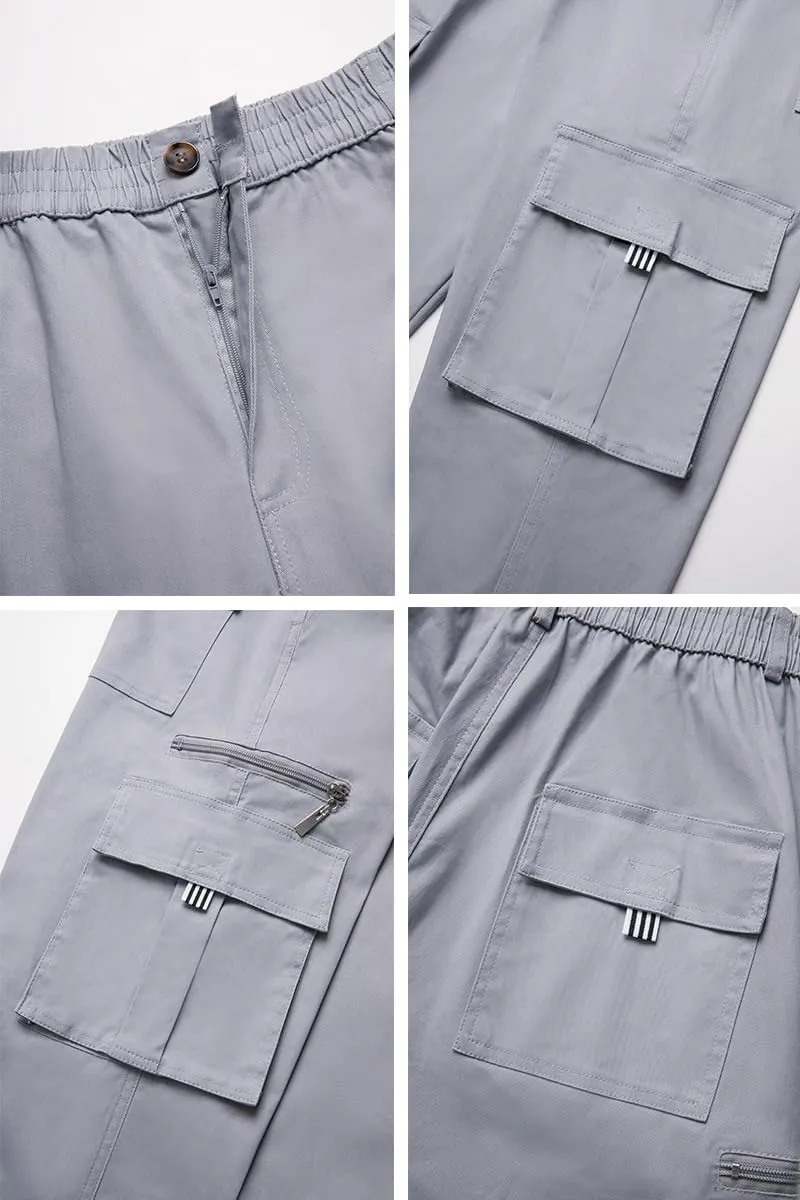 THWEI Mens Cargo Pants Casual Cotton Jogger Multi Pockets Outdoor Hiking Work Sweatpants