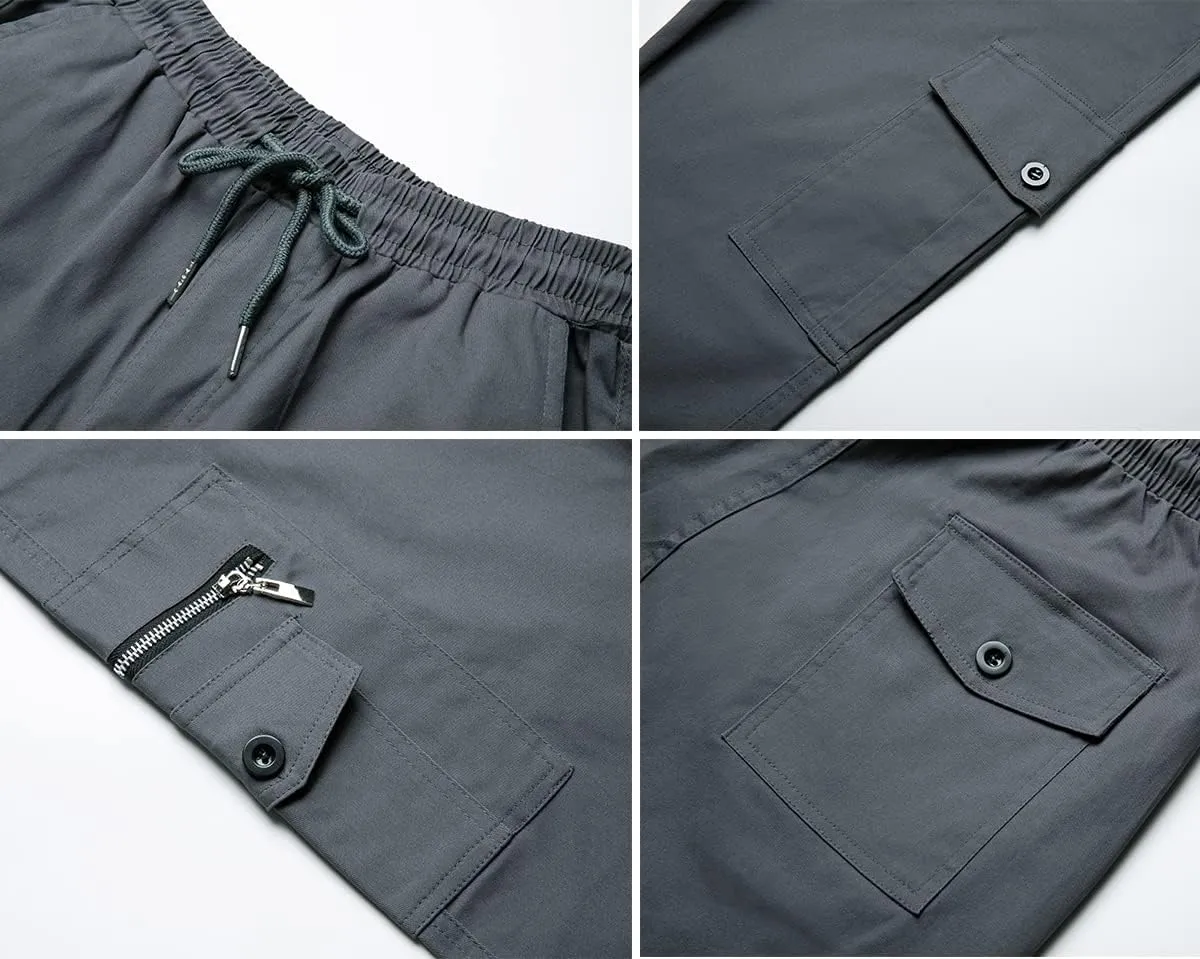 THWEI Mens Cargo Pants Casual Drawstring Athletic Jogger Sports Outdoor Trousers