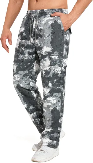 THWEI Mens Cargo Pants Casual Drawstring Athletic Jogger Sports Outdoor Trousers