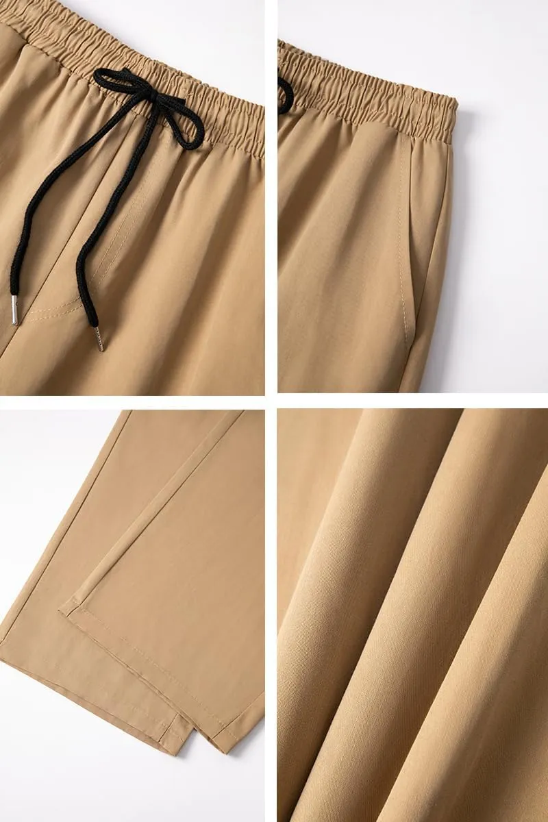 THWEI Mens Cargo Pants Drawstring Elastic Waist Casual Baggy Pant Streetwear Multi Pockets