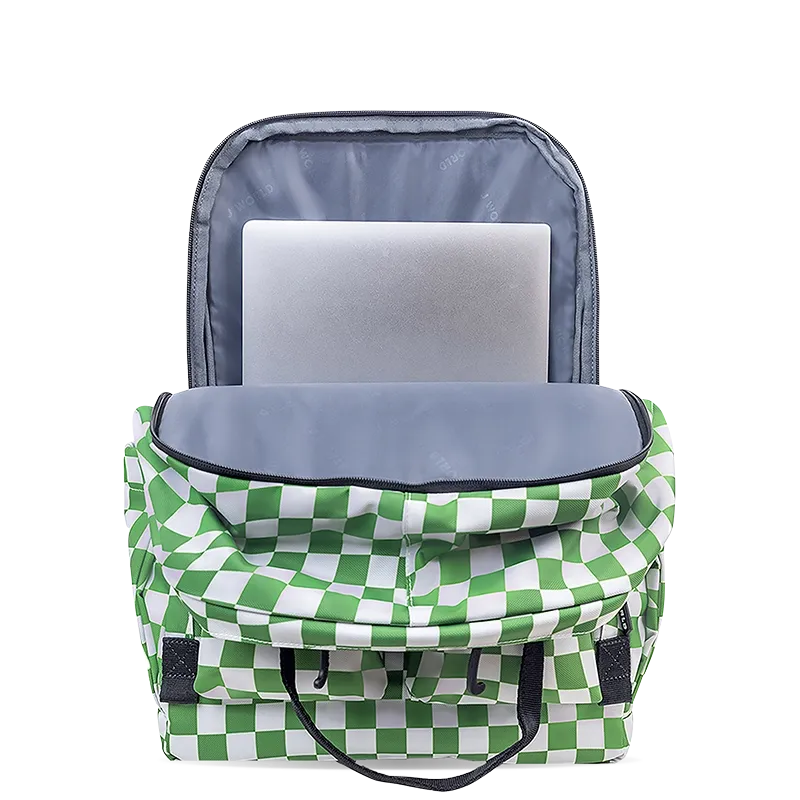 Timo Laptop Backpack in Matcha Checkers