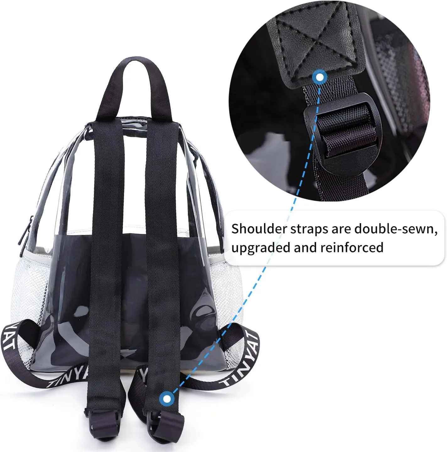 TINYAT Heavy Duty Transparent Clear backpack See Through Clear Bag PVC Backpack for Gym, Concerts, Sports, Travel T9051