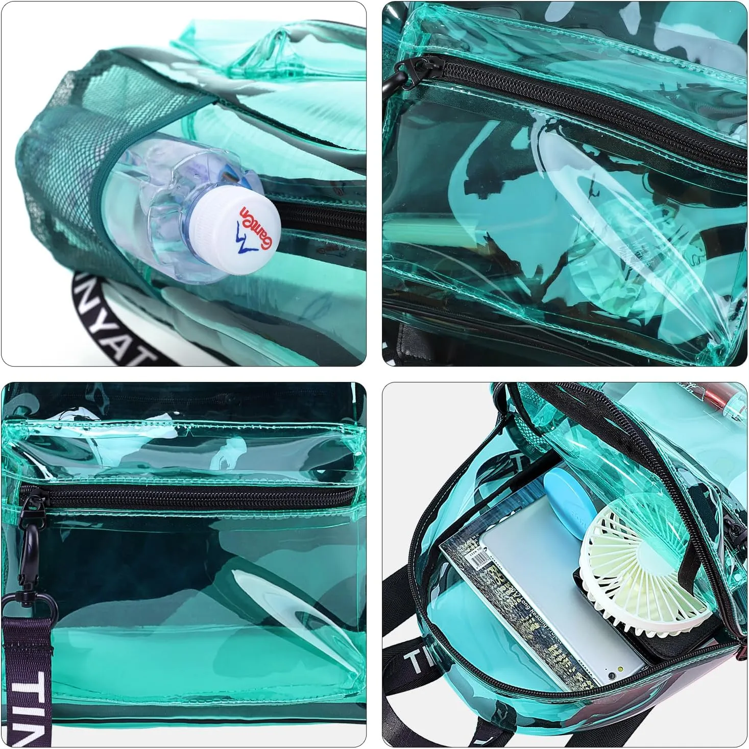 TINYAT Heavy Duty Transparent Clear backpack See Through Clear Bag PVC Backpack for Gym, Concerts, Sports, Travel T9051