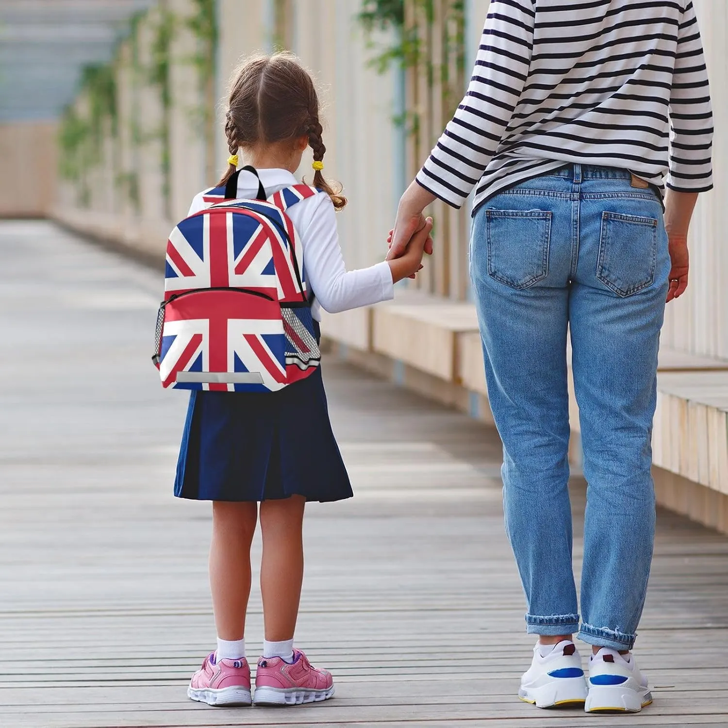 Toddlers Backpack Kids Childish England Uk British Flag Bookbag for Boys Girls 3-6 Years, Union Jack Kindergarten Preschool Backpack with Safety Leash Daypack