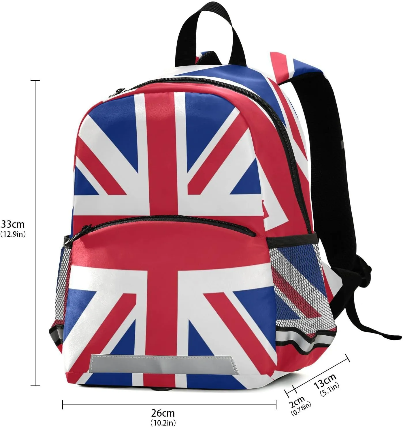 Toddlers Backpack Kids Childish England Uk British Flag Bookbag for Boys Girls 3-6 Years, Union Jack Kindergarten Preschool Backpack with Safety Leash Daypack