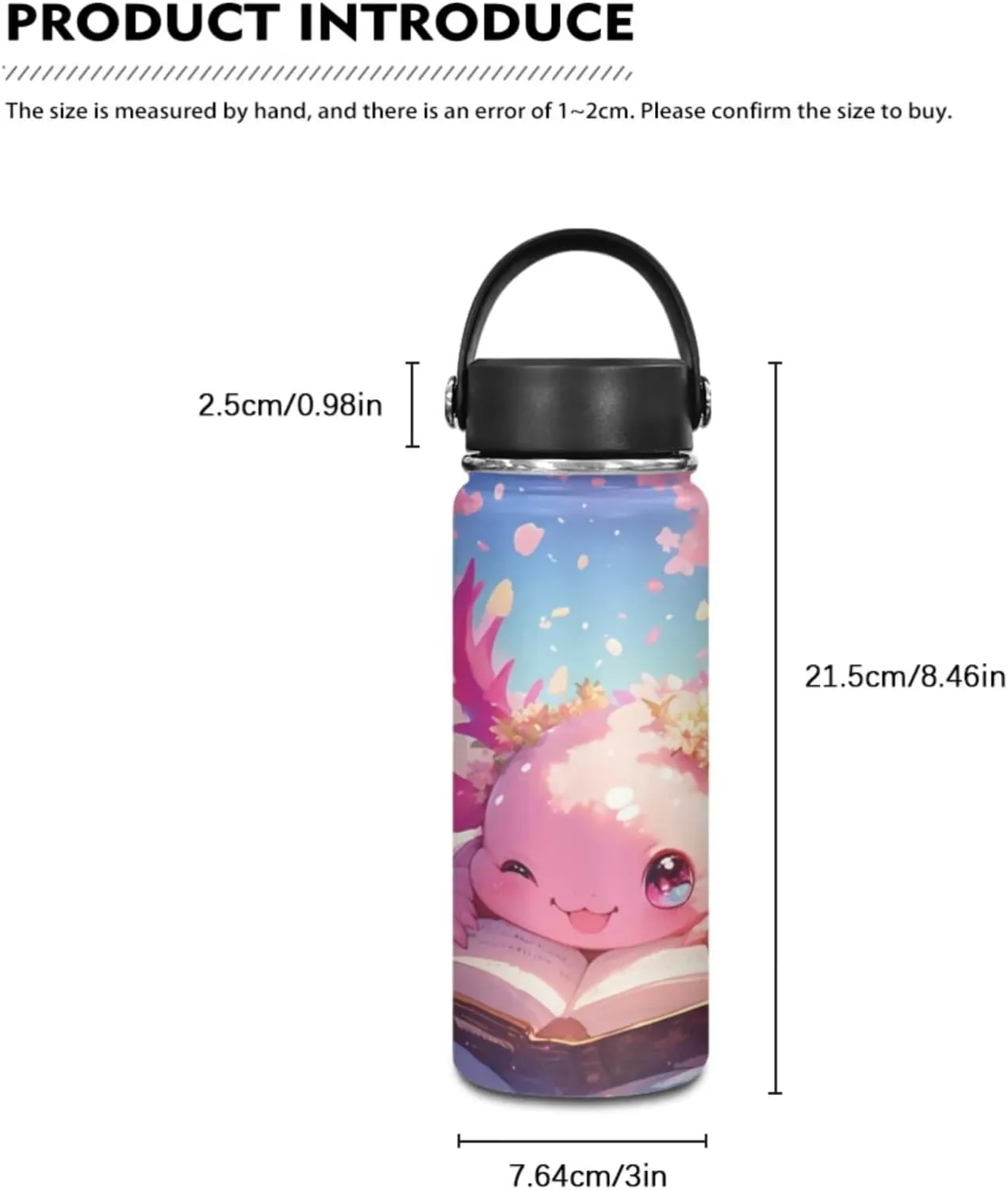 TODIYADDU Playful Axolotl Backpack for Girls 5Th Grade Boys Bookbag with Lunch Box Insulated Water Bottle and Water Bottles Cover 4 PCS Set Kids Comfy Students Large School Bag with Front Pocket