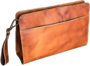 Top Layer Cowhide Men's Business Clutch Bag, Large Capacity Vintage Leather Clutch Bag With Detachable Wrist Strap.