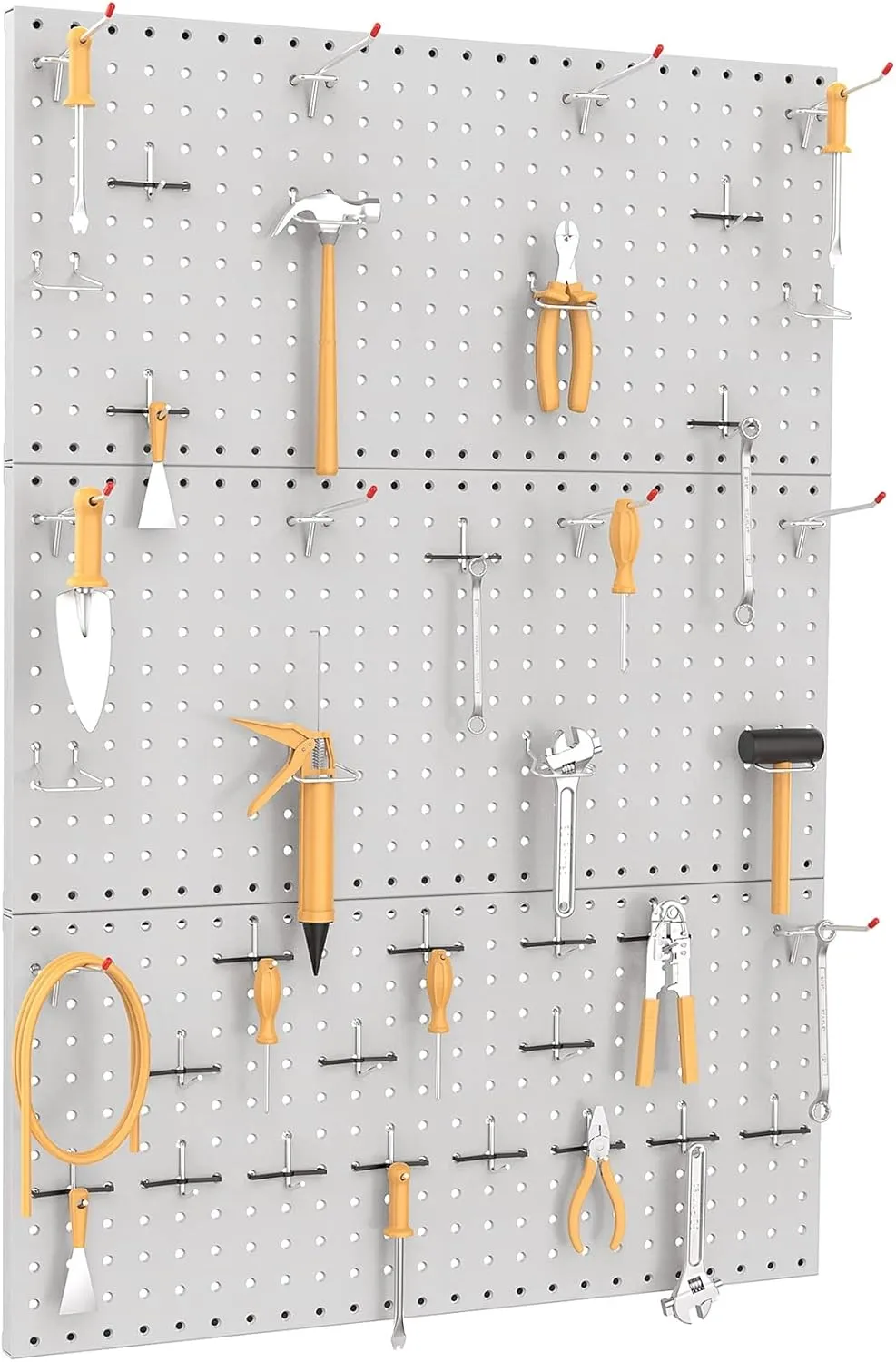 TORACK 3Pcs Metal Pegboard Panels(12x24 inch) for Wall Garage Utility Tools Storage Pegboard for Workbench, Modular Peg Board Tool Organizer Boards(Pack of 3, Grey)