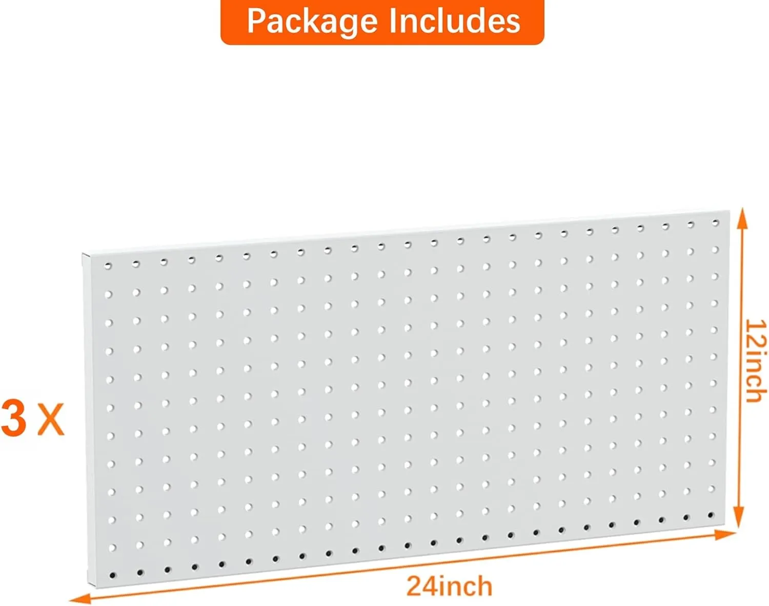 TORACK 3Pcs Metal Pegboard Panels(12x24 inch) for Wall Garage Utility Tools Storage Pegboard for Workbench, Modular Peg Board Tool Organizer Boards(Pack of 3, Grey)